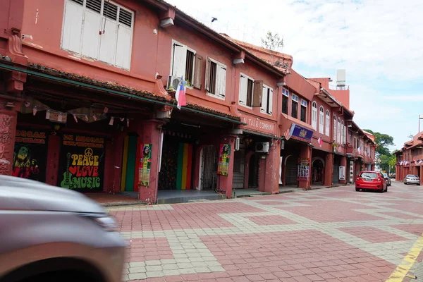 Vue Des Bâtiments Rouges Dans Ville Historique Melaka Malaisie — Photo