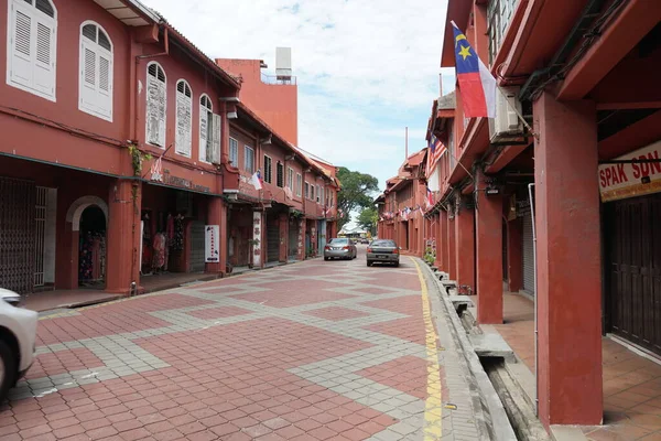 Θέα Των Κόκκινων Κτιρίων Στη Melaka Historic City Μαλαισία — Φωτογραφία Αρχείου