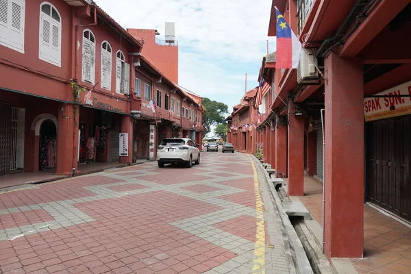 Θέα Των Κόκκινων Κτιρίων Στη Melaka Historic City Μαλαισία — Φωτογραφία Αρχείου