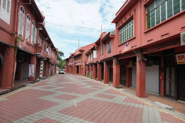Θέα Των Κόκκινων Κτιρίων Στη Melaka Historic City Μαλαισία — Φωτογραφία Αρχείου