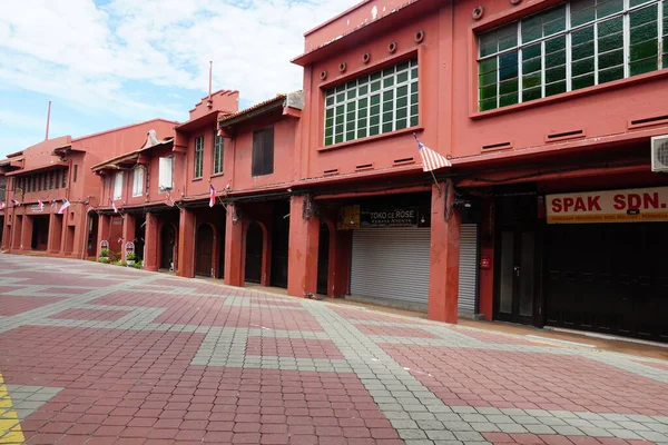 Vue Des Bâtiments Rouges Dans Ville Historique Melaka Malaisie — Photo