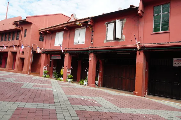 Vue Des Bâtiments Rouges Dans Ville Historique Melaka Malaisie — Photo