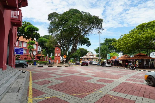 Vue Des Bâtiments Rouges Dans Ville Historique Melaka Malaisie — Photo