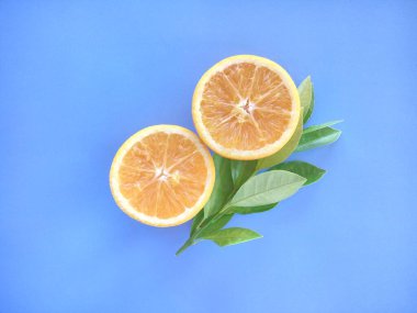 turuncu meyveler mavi arkaplanda