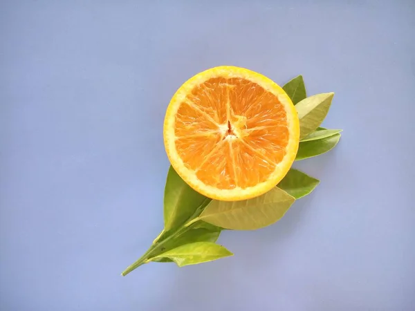 Orange Fruit Isolated Blue Background — Stock Photo, Image