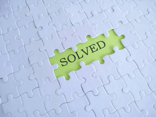 White Puzzle Paper Word Solved — Stock Photo, Image