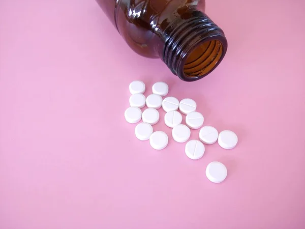 Pills Bottle Pink Background — Stock Photo, Image