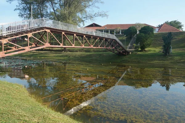 bridge over the lake at Universiti Teknologi MARA Melaka campus, located at Alor Gajah, Melaka, Malaysia