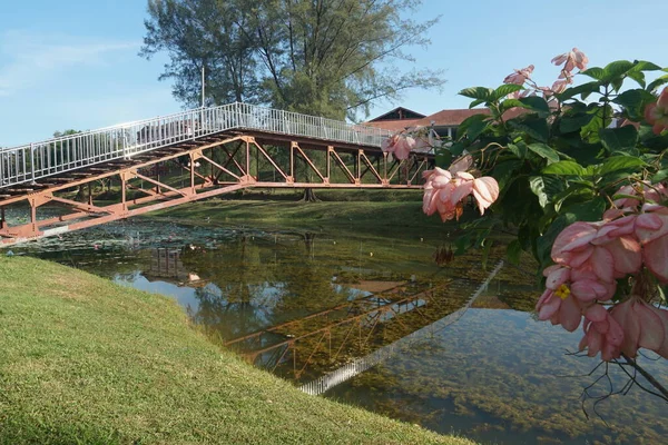 Alor Gajah, Melaka, Malezya 'da bulunan Universiti Teknologi MARA Melaka kampüsündeki göl üzerinde köprü