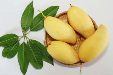 Beyaz arka planda sarı mango