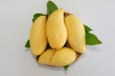 Beyaz arka planda sarı mango