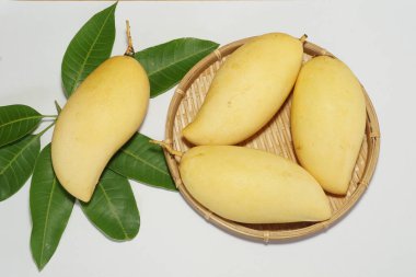 Beyaz arka planda sarı mango