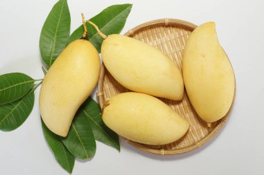 Beyaz arka planda sarı mango