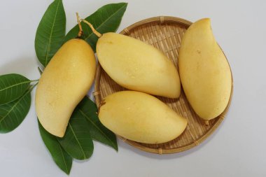 Beyaz arka planda sarı mango