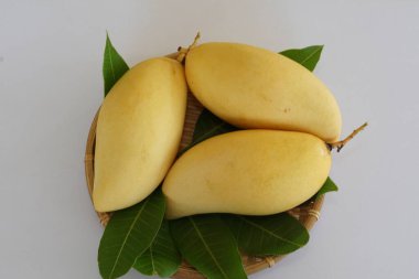 Beyaz arka planda sarı mango