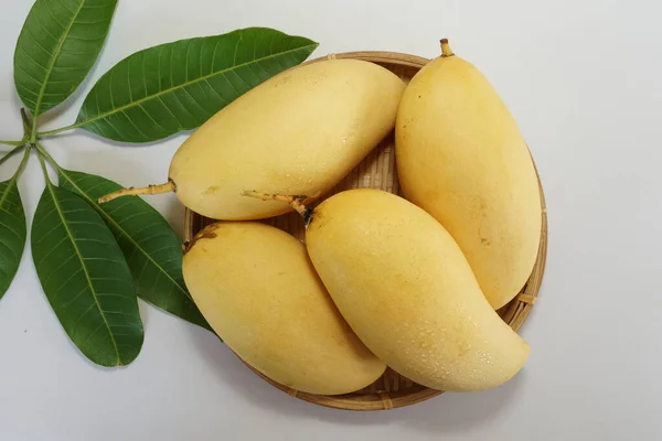 Beyaz arka planda sarı mango