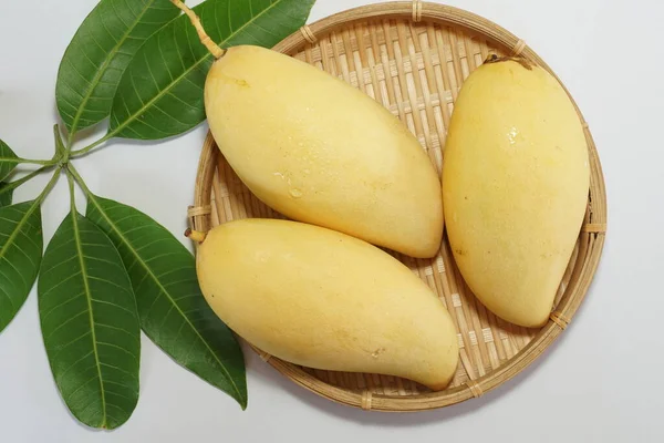 Beyaz arka planda sarı mango
