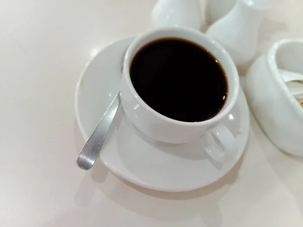 Uma Xícara Café Mesa — Fotografia de Stock