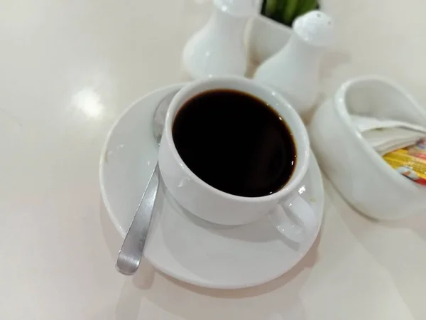 Uma Xícara Café Mesa — Fotografia de Stock