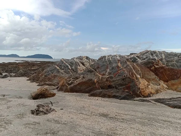 Skalní Útvar Pláži Mersing Johor Malajsie — Stock fotografie