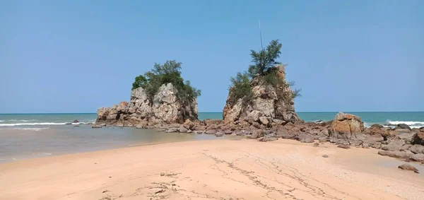 Вид Пляж Кемак Расположенный Теренггану Малайзия — стоковое фото
