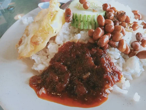 Nasi Lemak Adalah Makanan Sarapan Paling Populer Malaysia — Stok Foto