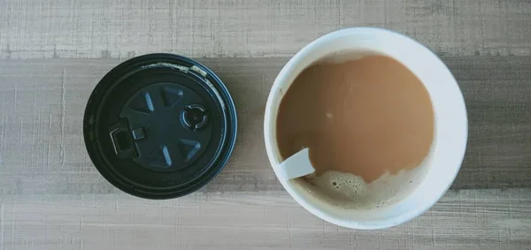 Une Tasse Café Sur Table — Photo