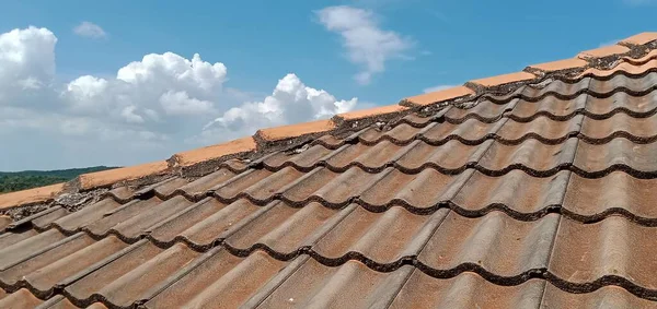 Vista Telhado Contra Céu Azul — Fotografia de Stock