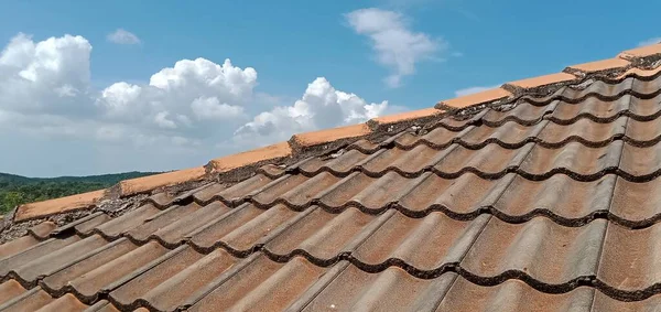 Vista Telhado Contra Céu Azul — Fotografia de Stock