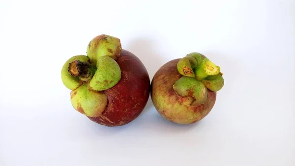 Fructe Mangosteen Fundal Alb — Fotografie, imagine de stoc