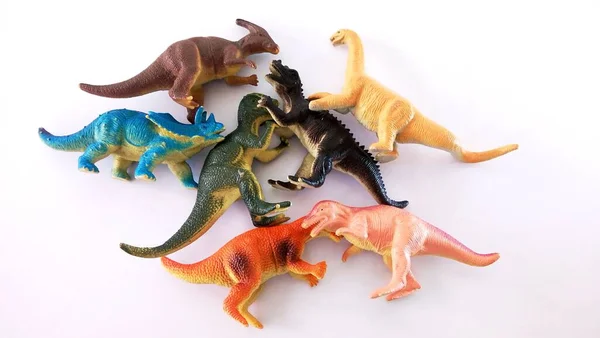 Brinquedo Dinossauro Fundo Branco — Fotografia de Stock