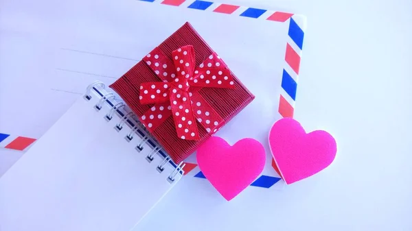 Znak Srdce Dárkové Krabičky Obálce — Stock fotografie