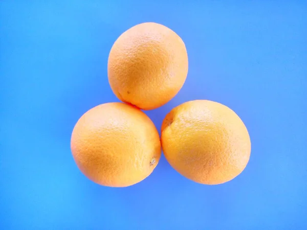 Orange Fruits Isolated Blue Background — Stock Photo, Image