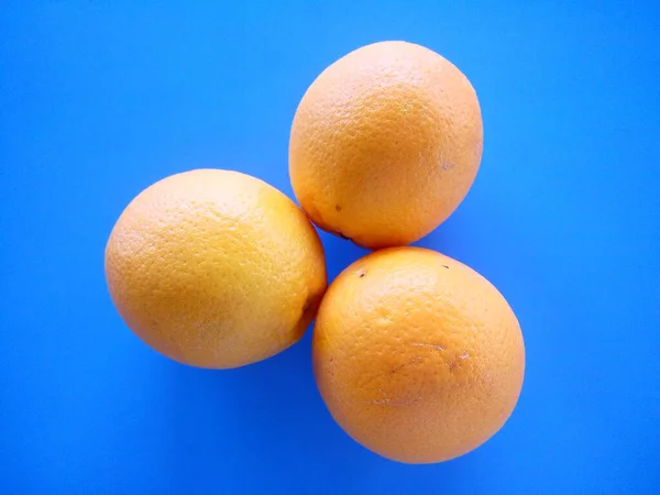 Orange Fruits Isolated Blue Background — Stock Photo, Image