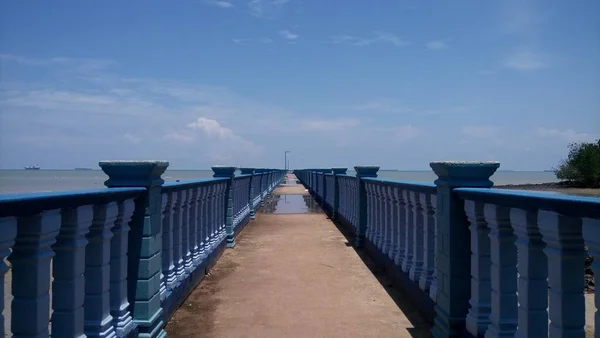 Pescatore Pontile Sulla Spiaggia Telok Pelandok Negeri Sembilan Malesia — Foto Stock