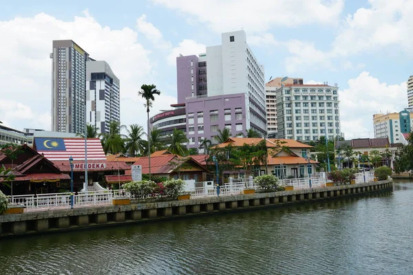Pohled Řeku Melaka Která Nachází Melaka Malajsie — Stock fotografie
