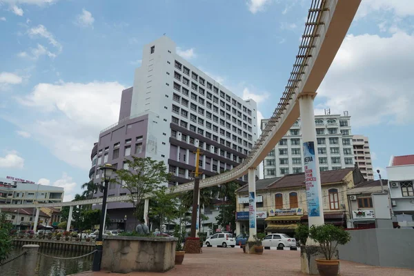 Άποψη Του Σιδηροδρόμου Melaka Monorel Πάνω Από Κτίριο Melaka Μαλαισία — Φωτογραφία Αρχείου