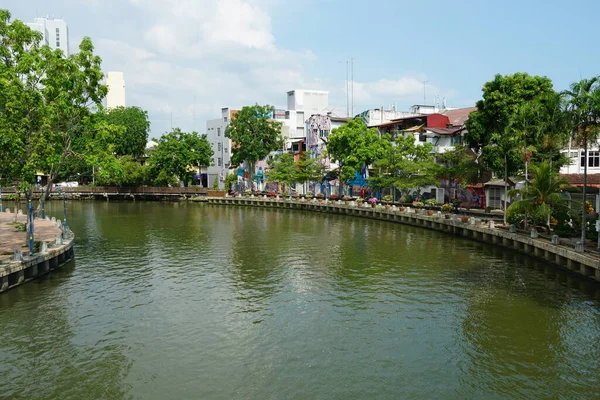 Widok Rzekę Melaka Położony Melaka Malezja — Zdjęcie stockowe
