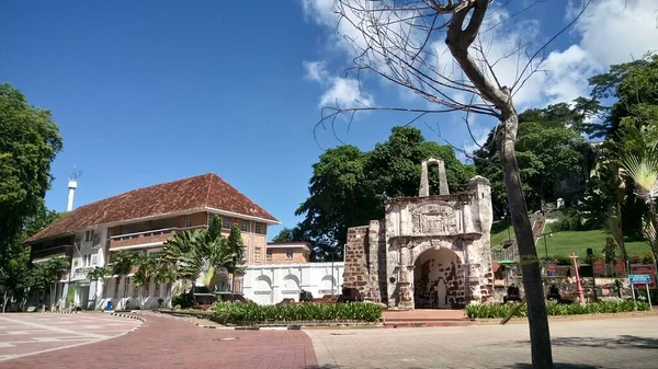 Vue Sur Porta Santiago Les Vestiges Forteresse Portugaise Famosa Malacca — Photo