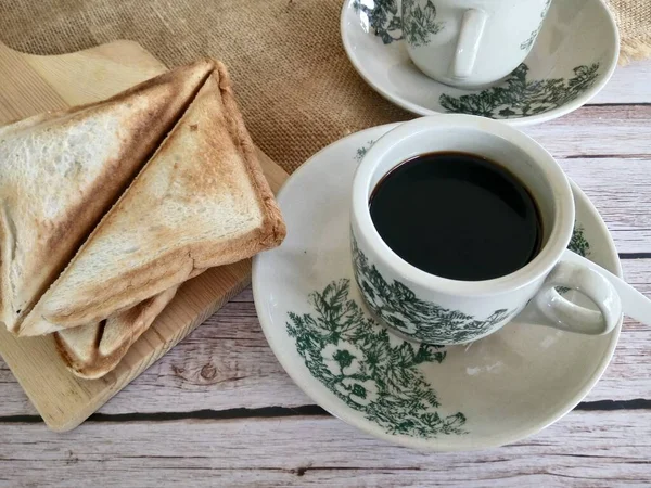 Traditional Oriental Chinese Kopitiam Style Black Coffee Vintage Mug Coffee — Stock Photo, Image