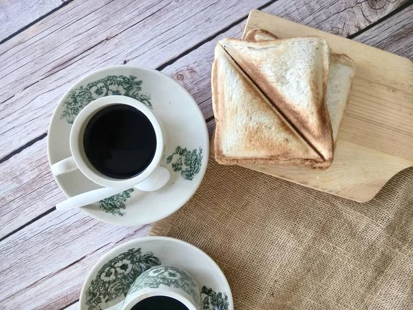 Tradycyjny Orientalny Chiński Kopitiam Styl Czarna Kawa Vintage Kubek Ziaren — Zdjęcie stockowe