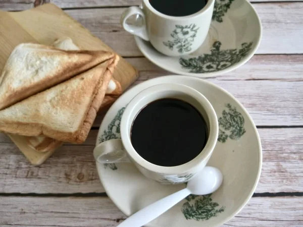 Traditional Oriental Chinese Kopitiam Style Black Coffee Vintage Mug Coffee — Stock Photo, Image