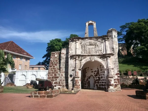 Ruínas Fortaleza Portuguesa Famosa Malaca Malásia — Fotografia de Stock