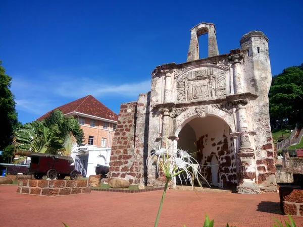 Ruínas Fortaleza Portuguesa Famosa Malaca Malásia — Fotografia de Stock