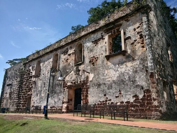 Paulskyrkan Historisk Kyrkobyggnad Malacca Malaysia — Stockfoto