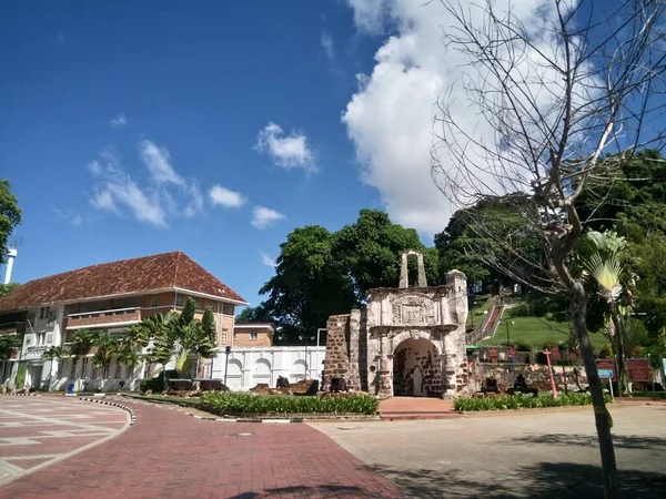 马来西亚马六甲A Famosa葡萄牙要塞的废墟 — 图库照片