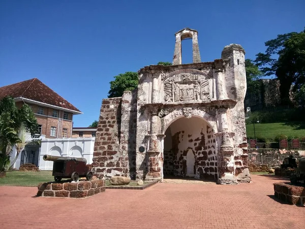 Ruínas Fortaleza Portuguesa Famosa Malaca Malásia — Fotografia de Stock