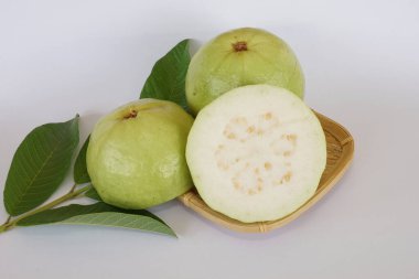 fresh guava fruits on white background