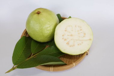 fresh guava fruits on white background