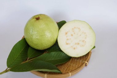 fresh guava fruits on white background